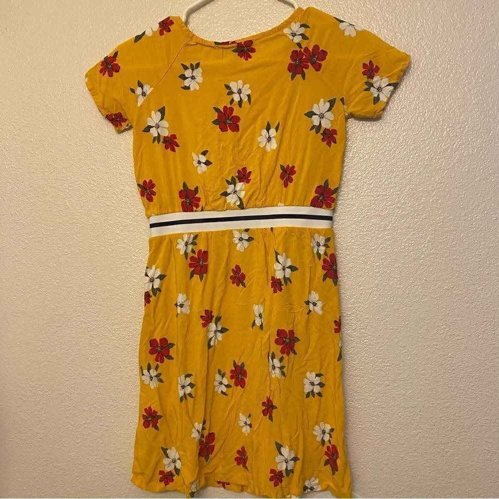 Old navy girls blue yellow Floral short sleeve rayon dress bundle set L 10/12
